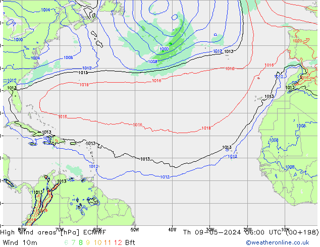 High wind areas ECMWF  09.05.2024 06 UTC