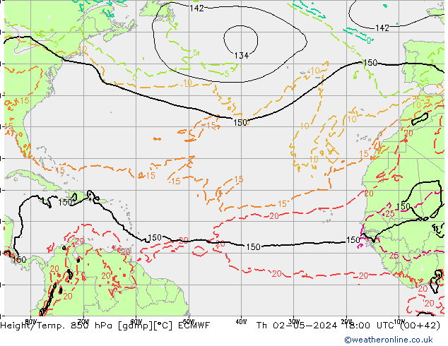 Z500/Yağmur (+YB)/Z850 ECMWF Per 02.05.2024 18 UTC