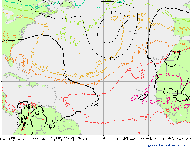 Z500/Rain (+SLP)/Z850 ECMWF wto. 07.05.2024 06 UTC