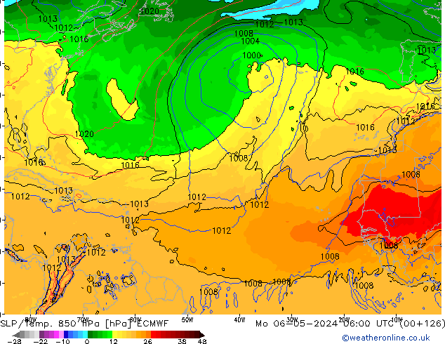 SLP/Temp. 850 hPa ECMWF ma 06.05.2024 06 UTC