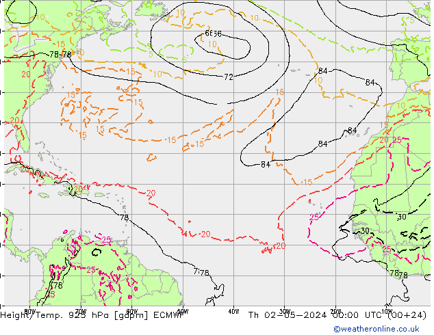 Geop./Temp. 925 hPa ECMWF jue 02.05.2024 00 UTC