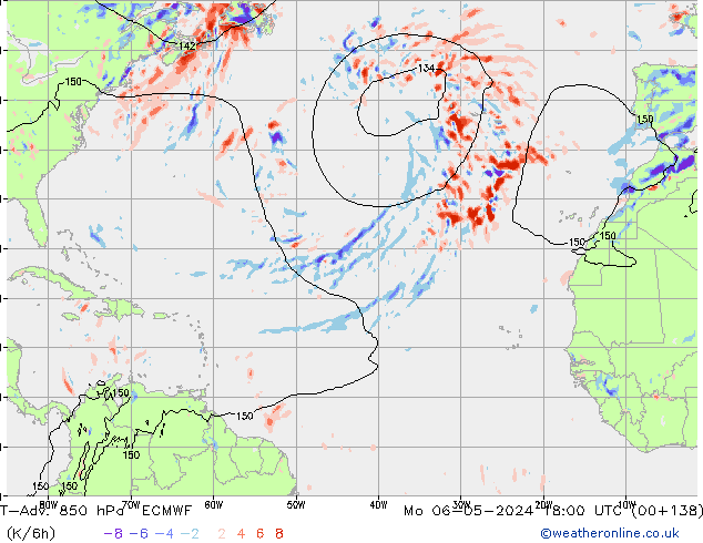 T-Adv. 850 hPa ECMWF Seg 06.05.2024 18 UTC