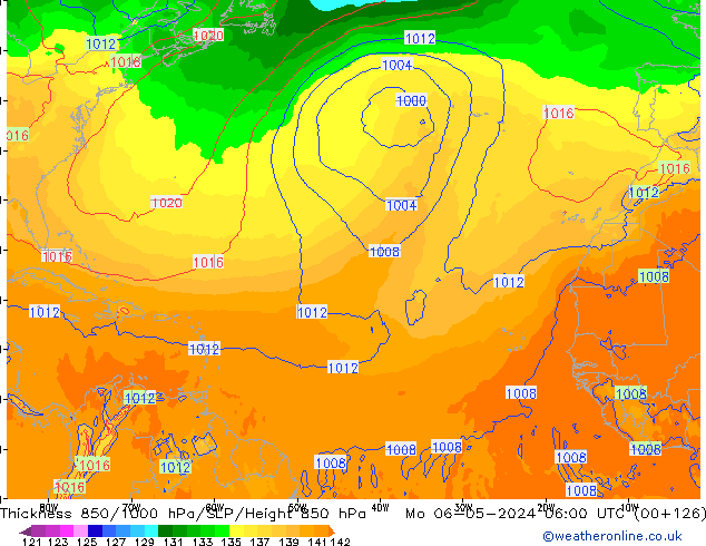 Thck 850-1000 hPa ECMWF Po 06.05.2024 06 UTC