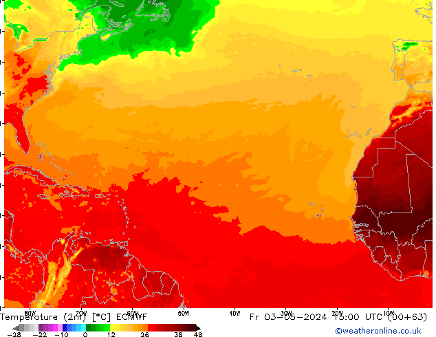 Temperatura (2m) ECMWF Sex 03.05.2024 15 UTC