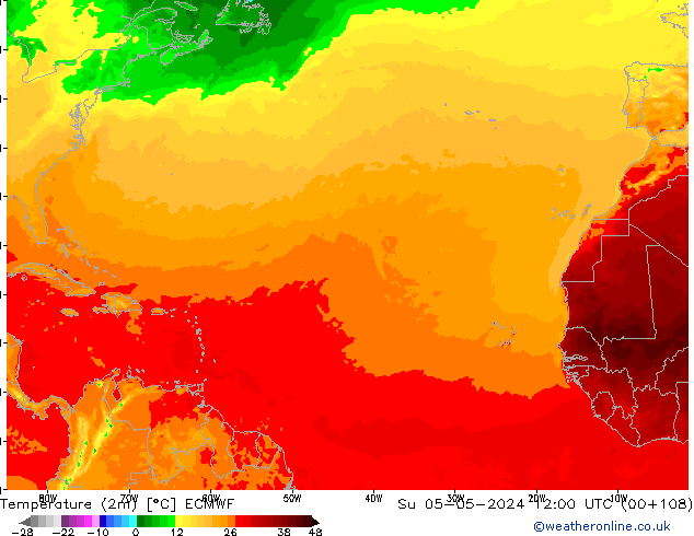 Temperature (2m) ECMWF Ne 05.05.2024 12 UTC