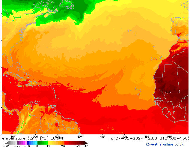 Sıcaklık Haritası (2m) ECMWF Sa 07.05.2024 12 UTC