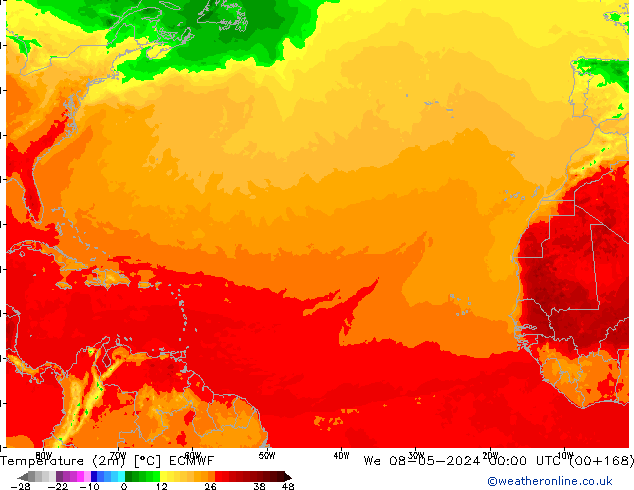 Temperature (2m) ECMWF We 08.05.2024 00 UTC