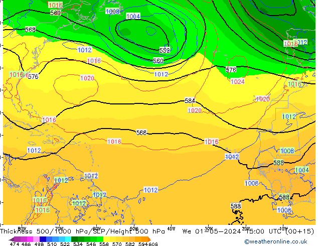 Espesor 500-1000 hPa ECMWF mié 01.05.2024 15 UTC