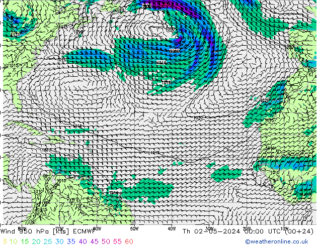 Viento 950 hPa ECMWF jue 02.05.2024 00 UTC