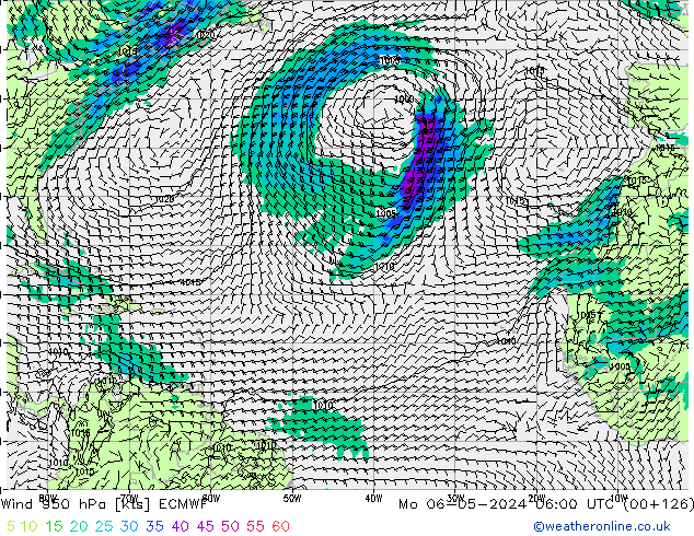 Wind 950 hPa ECMWF Po 06.05.2024 06 UTC