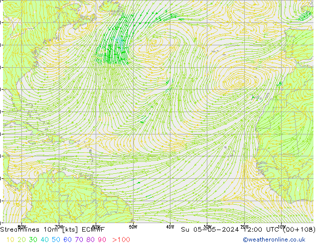 Streamlines 10m ECMWF Ne 05.05.2024 12 UTC