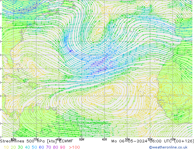 Stroomlijn 500 hPa ECMWF ma 06.05.2024 06 UTC