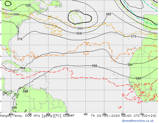 Z500/Yağmur (+YB)/Z850 ECMWF Per 02.05.2024 00 UTC