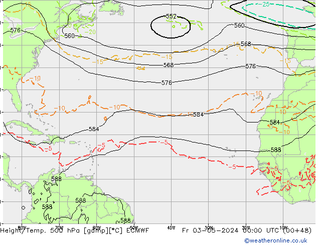 Z500/Rain (+SLP)/Z850 ECMWF Fr 03.05.2024 00 UTC