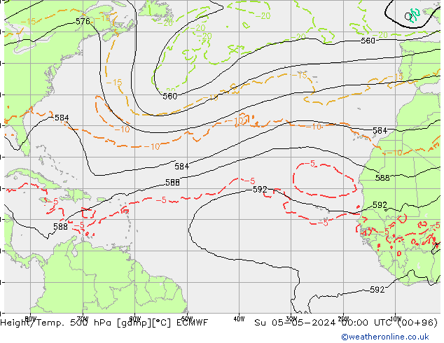 Height/Temp. 500 hPa ECMWF nie. 05.05.2024 00 UTC