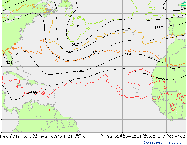 Z500/Rain (+SLP)/Z850 ECMWF Вс 05.05.2024 06 UTC