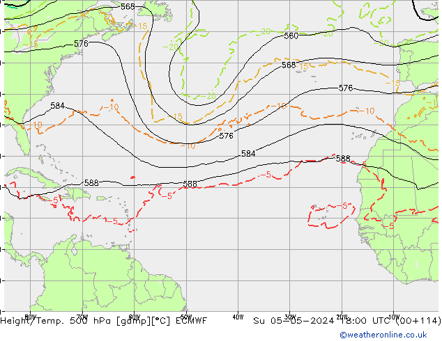 Z500/Regen(+SLP)/Z850 ECMWF zo 05.05.2024 18 UTC