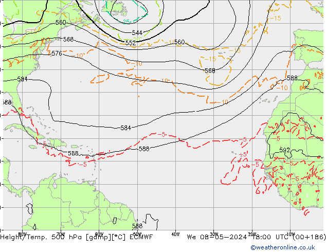 Z500/Rain (+SLP)/Z850 ECMWF St 08.05.2024 18 UTC