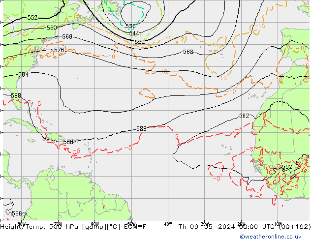 Z500/Rain (+SLP)/Z850 ECMWF Qui 09.05.2024 00 UTC