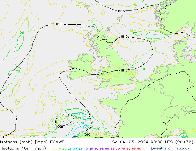 Isotachs (mph) ECMWF Sa 04.05.2024 00 UTC