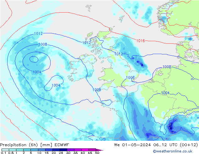 Z500/Rain (+SLP)/Z850 ECMWF We 01.05.2024 12 UTC