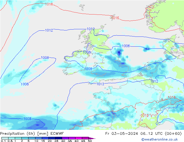 Z500/Rain (+SLP)/Z850 ECMWF Fr 03.05.2024 12 UTC