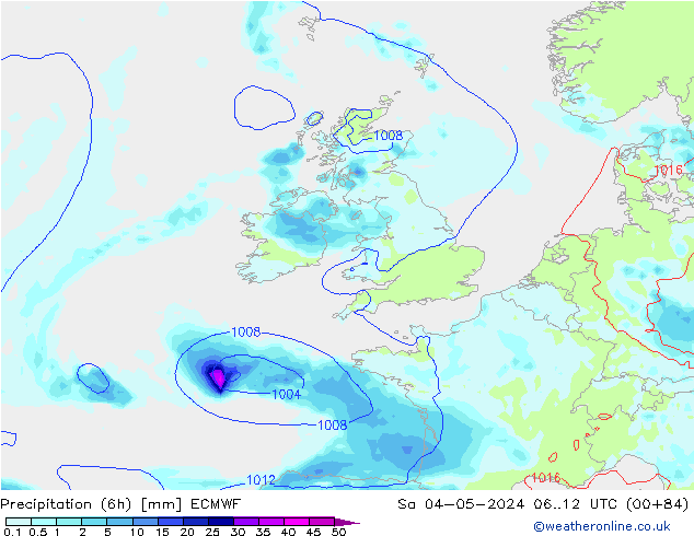 Z500/Rain (+SLP)/Z850 ECMWF сб 04.05.2024 12 UTC