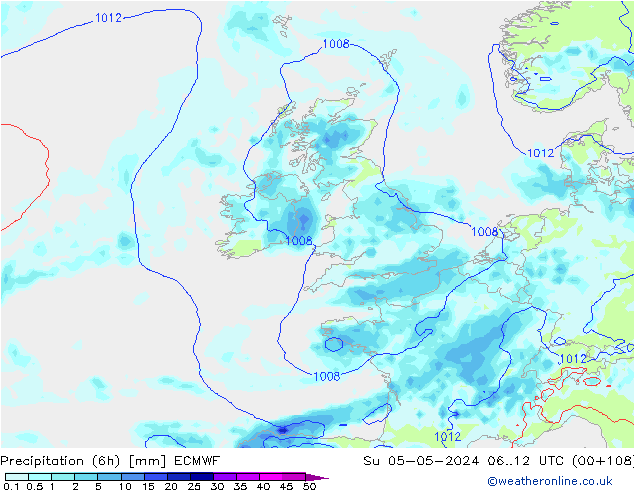 Z500/Regen(+SLP)/Z850 ECMWF zo 05.05.2024 12 UTC