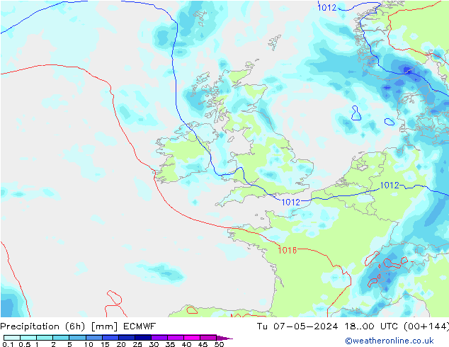 Z500/Rain (+SLP)/Z850 ECMWF wto. 07.05.2024 00 UTC