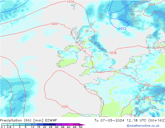 Z500/Rain (+SLP)/Z850 ECMWF Tu 07.05.2024 18 UTC