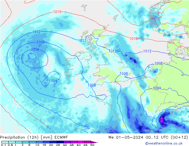 Précipitation (12h) ECMWF mer 01.05.2024 12 UTC