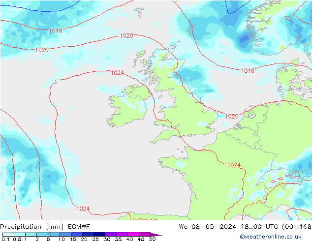 Precipitation ECMWF We 08.05.2024 00 UTC