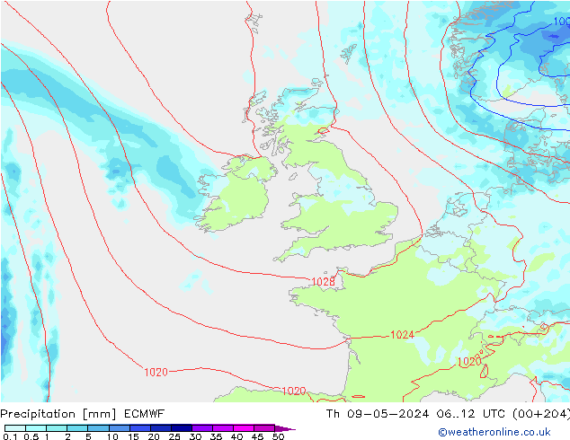 Neerslag ECMWF do 09.05.2024 12 UTC