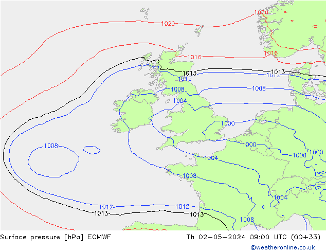 приземное давление ECMWF чт 02.05.2024 09 UTC