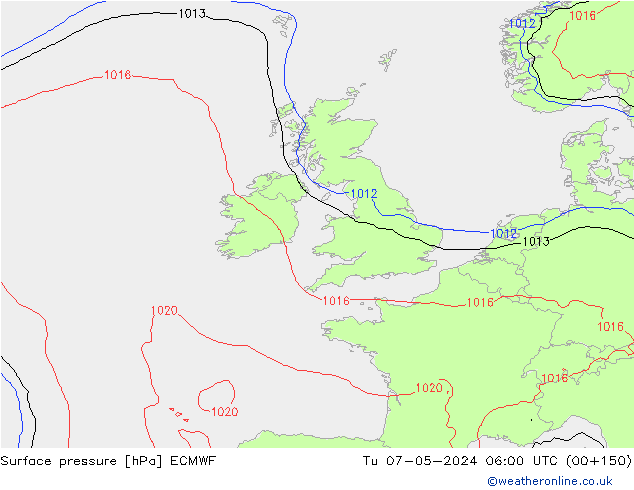 ciśnienie ECMWF wto. 07.05.2024 06 UTC