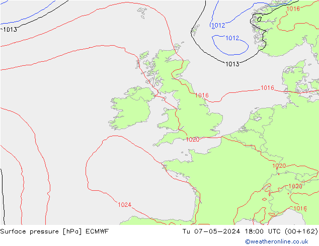 Surface pressure ECMWF Tu 07.05.2024 18 UTC