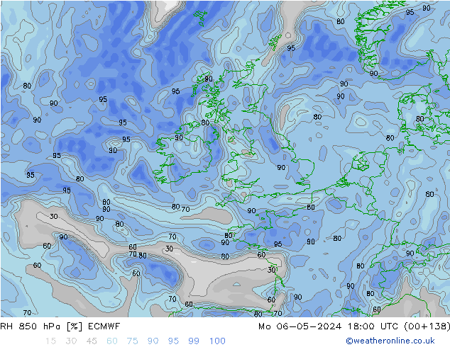 RH 850 hPa ECMWF Mo 06.05.2024 18 UTC