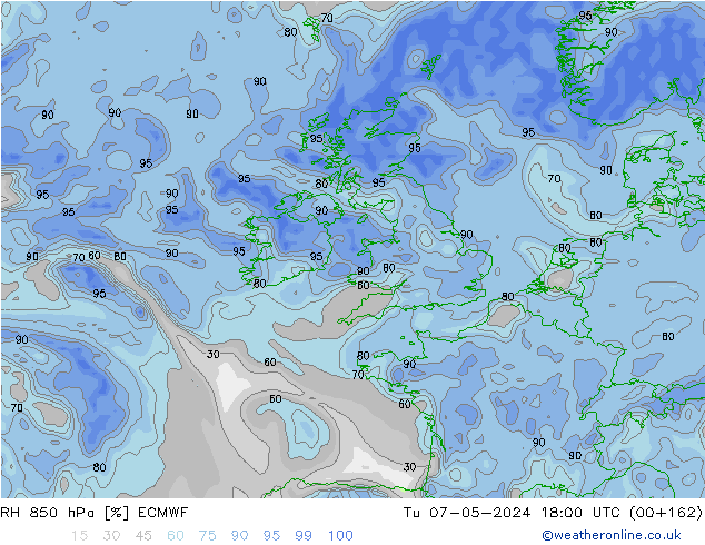 RH 850 hPa ECMWF Di 07.05.2024 18 UTC