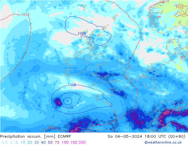 Precipitation accum. ECMWF So 04.05.2024 18 UTC