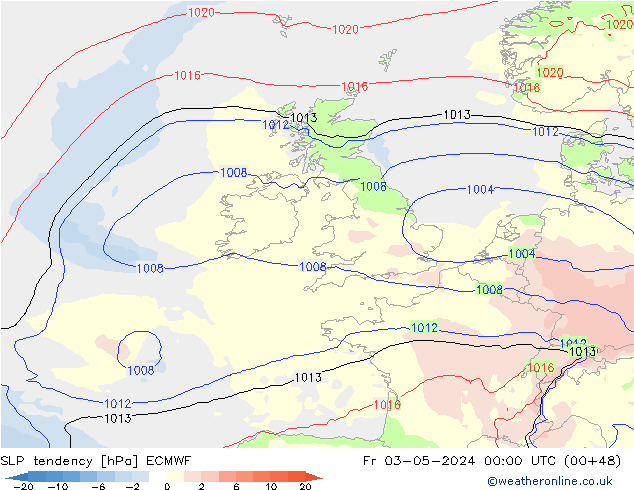 SLP tendency ECMWF Fr 03.05.2024 00 UTC