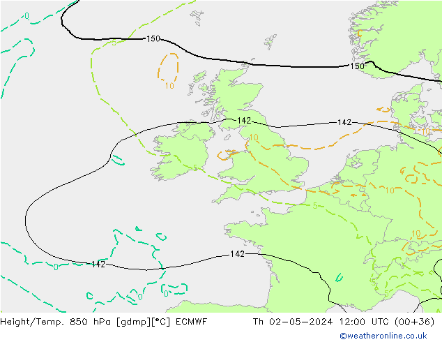 Z500/Rain (+SLP)/Z850 ECMWF Th 02.05.2024 12 UTC