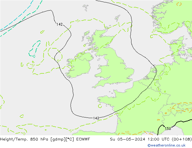 Z500/Regen(+SLP)/Z850 ECMWF zo 05.05.2024 12 UTC