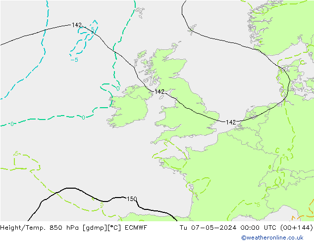 Z500/Rain (+SLP)/Z850 ECMWF wto. 07.05.2024 00 UTC