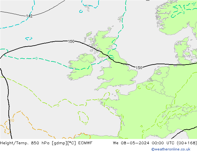 Z500/Rain (+SLP)/Z850 ECMWF Qua 08.05.2024 00 UTC