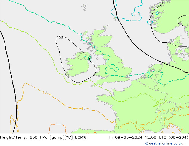 Z500/Rain (+SLP)/Z850 ECMWF Qui 09.05.2024 12 UTC