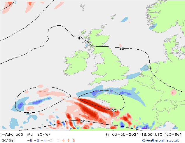 T-Adv. 500 hPa ECMWF ven 03.05.2024 18 UTC