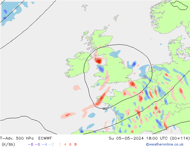 T-Adv. 500 hPa ECMWF zo 05.05.2024 18 UTC