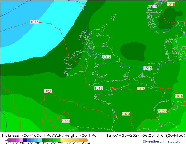 Thck 700-1000 hPa ECMWF Ter 07.05.2024 06 UTC