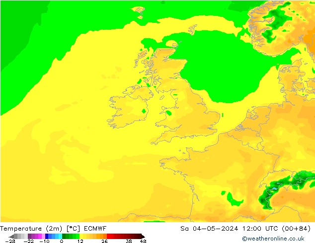 Temperature (2m) ECMWF Sa 04.05.2024 12 UTC