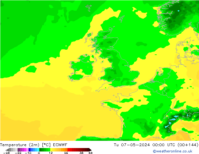 Temperatura (2m) ECMWF mar 07.05.2024 00 UTC